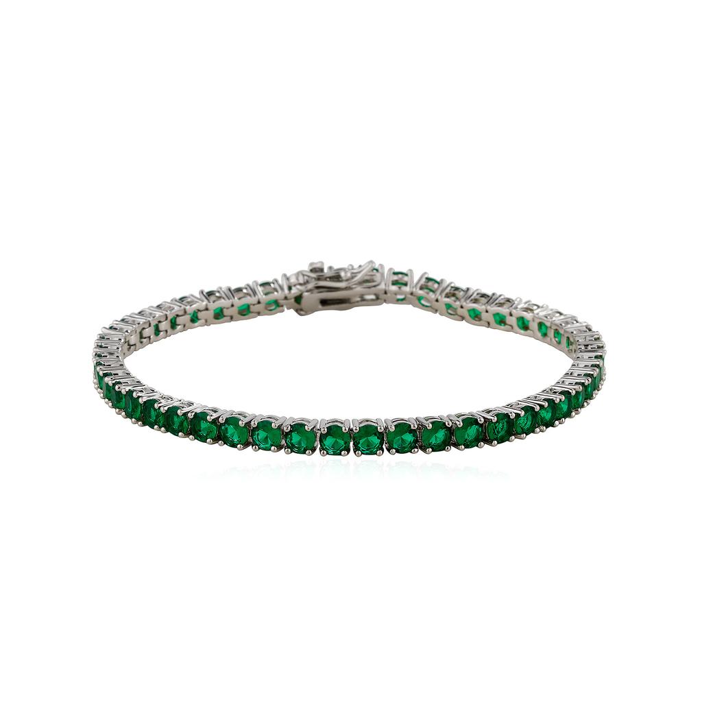 Bracciale Tennis Iced Out a Riga Singola con Zirconi Colorati in Ottone Placcato Rodio Gioielli di Moda per Donna Regalo