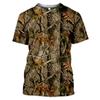 Mens Jungle Camo T-Shirt Short Sleeve Slim Fit Digital Print Outdoor Casual Tee