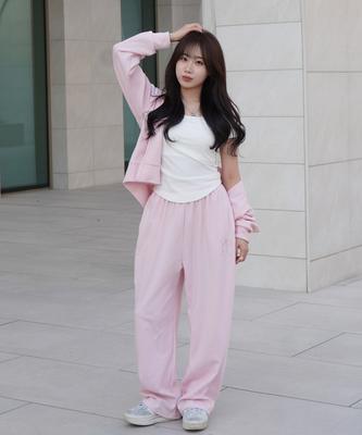 Roidesrois Lovely Graphic Zip-Up Hoodie Tracksuit Set (Pink)