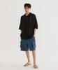 COVERNAT Crochet Half Knit Shirt Black