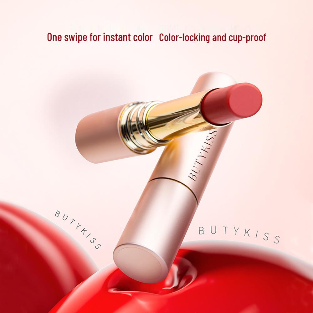 Waterproof, moisturizing matte lip glaze with color-lock, cup-proof, long-lasting formula that doesn't show lip lines.