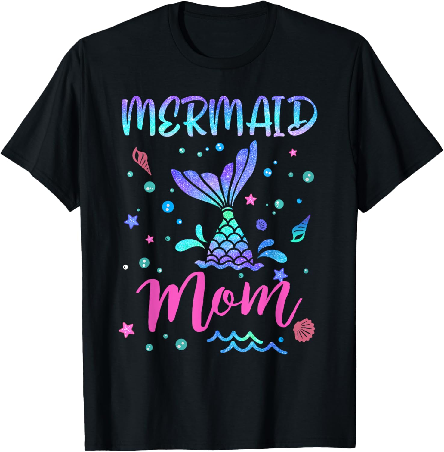 Birthday Mermaid Mom Matching Family Bday Party Squad Mommy T-Shirt S разноцветный