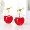 Handmade Artificial Crystal Cherry Paperweight, Art Glass Figurine for Desk Decor, Elegant Home Office Ornament, Unique Gift Ide