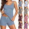 Sleeveless Tank Top and Shorts Set for Women Striped Scoop Neck Two Piece Sleepwear Loungewear Summer Casual Outfit