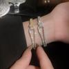 Elegant Zircon Cuff Bracelet Gold Plated Copper Knot Opening Bangle Minimalist Women's Wedding Party Jewelry