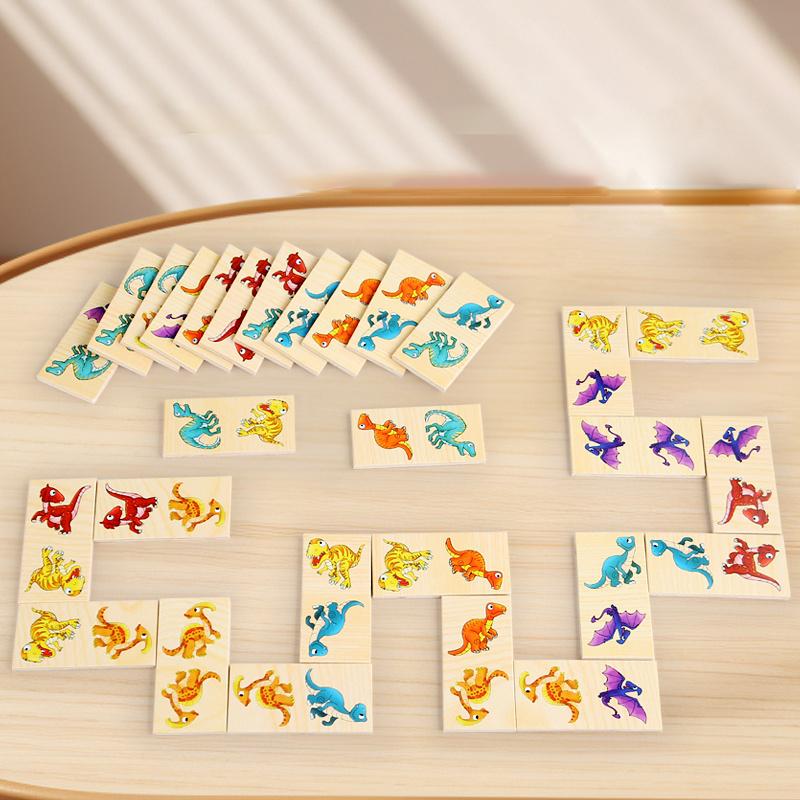 Hand Scratch Chain Game Wooden Puzzle Toy Board Baby Cartoon Montessori Early Education Traffic Dinosaur Fruit Cognitive Puzzle