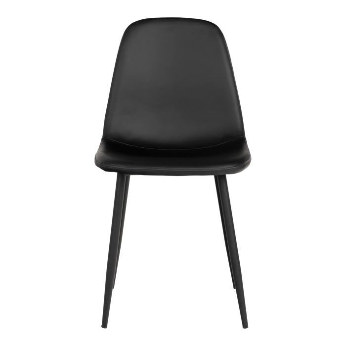 2 Dining Chairs In Black Synthetic Leather with Black Legs