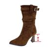 Modische Spitzstiefel mit hohem Absatz 2025 Herbst und Winter Neu Klobiger Absatz Temperament Vielseitige Mid-Calf-Stiefel