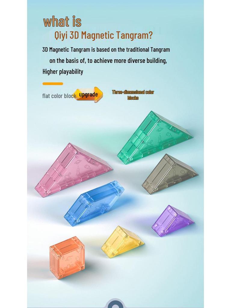 Qiyi 3D Magnetisches Tangram für Kinder: Frühpädagogisches Puzzle und Gehirnentwicklungsspielzeug