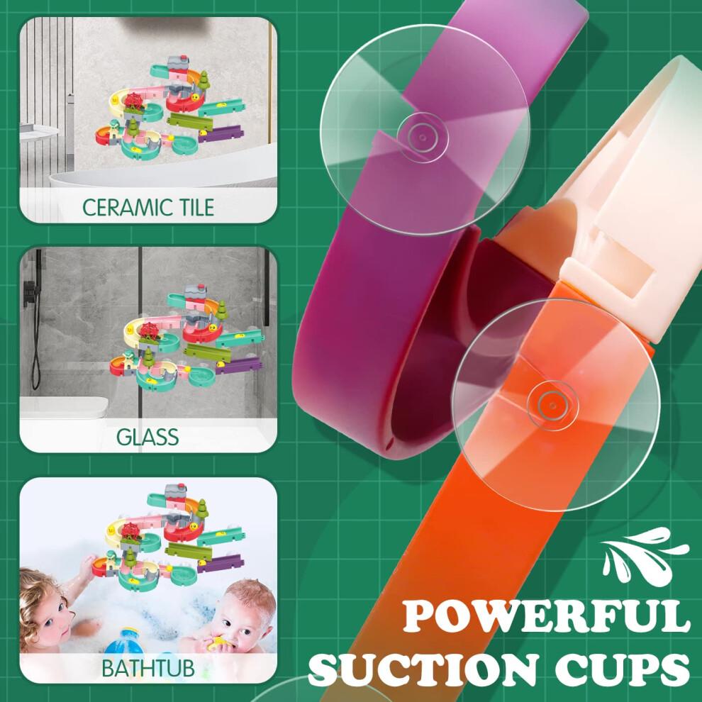 Bath Toys, Kids Bath DIY Track Balls Game Shower Watermill Slide Bathtub Water Toy for Toddlers, Educational Gift for 3-6 Year Olds Boys Girls, 62PCS