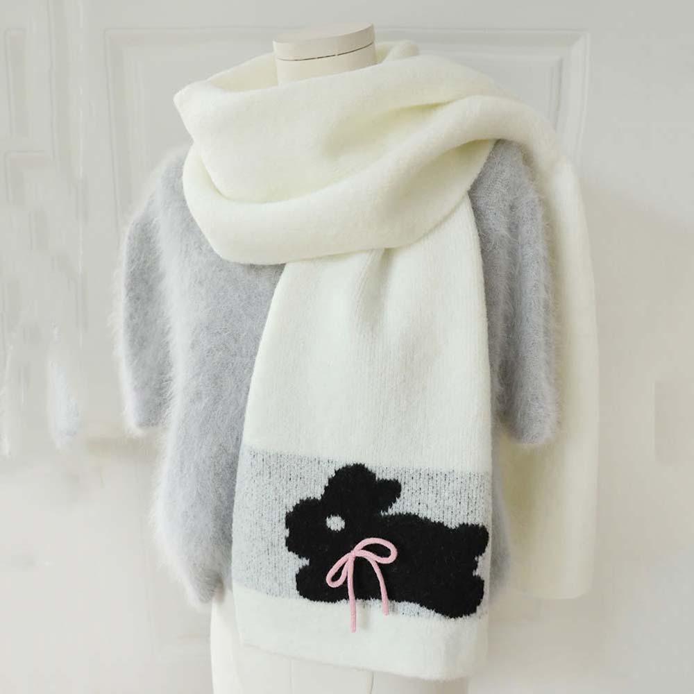 Warmer Cartoon Thick Shawl Soft Long Scarf Large Rabbit Knitted Scarf  Winter