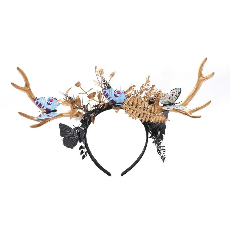 Enormous Reindeer Antlers Headbands For Holiday Incidents Soft Stretchable Fabric Design Family Costume Accessory Christmas Halloween Party Essential