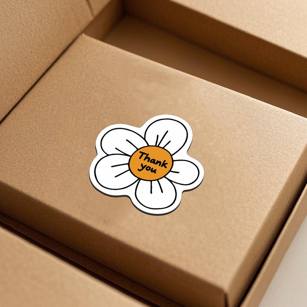 60PCS  Small White Flower Gift Box Packaging Thank You Stickers Packing Labels Airplane Box Decoration Sealing Stickers Baking S
