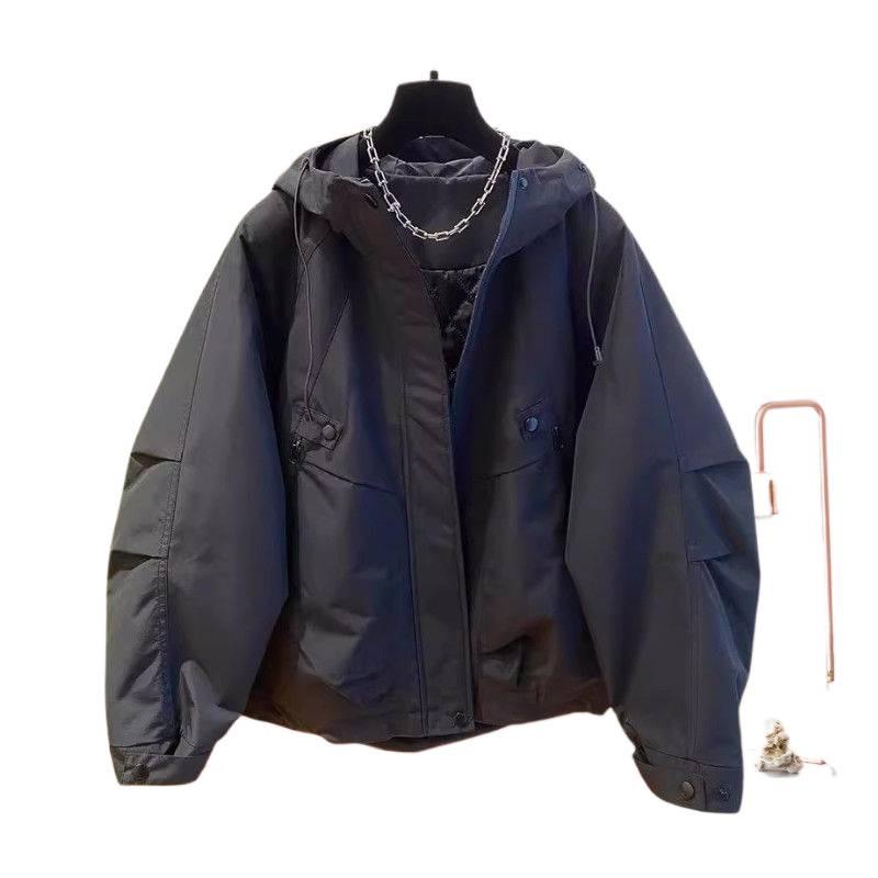 Spring/Autumn Casual Hooded Long Sleeve Jacket Jumpsuit: Slimming, Versatile, Loose Fit Windbreaker