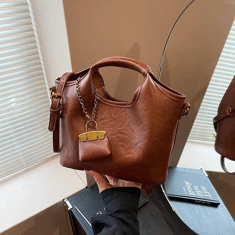 Simple Casual Mother and Child Bag Women's Korean Version Ins Fashion Bucket Bag Autumn New Trendy Retro Shoulder Messenger Bag