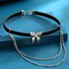 Mode Trend Drei Horizontale Schmetterling Leder Halskette Doppellagig Gestapeltes Halsband Nische Süß Cool Babes Choker