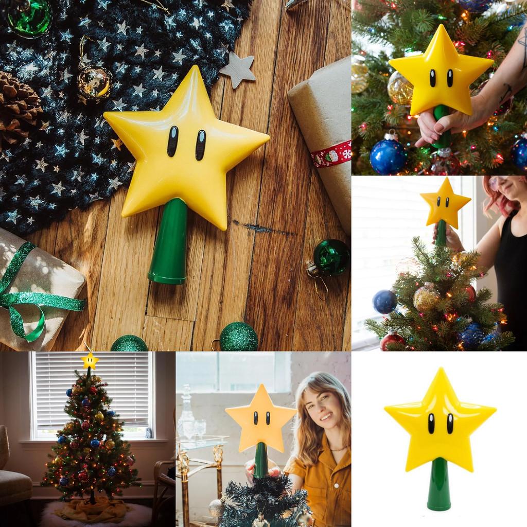 Super Mario Bros Star Light Light Up Holiday Xmas Tree Topper Decor Party Lamp