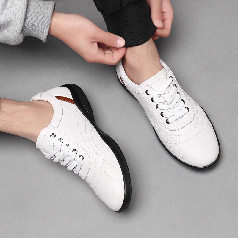 Sports Casual Shoes for Men British Genuine Leather Non-slip Men's Sports Shoes Comfortable Soft Sole Men's Casual Leather Shoes