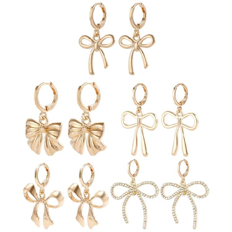 Chic Gold Plated Bowknot Metal Earrings Adornment Fashion Ear Studs Jewelry