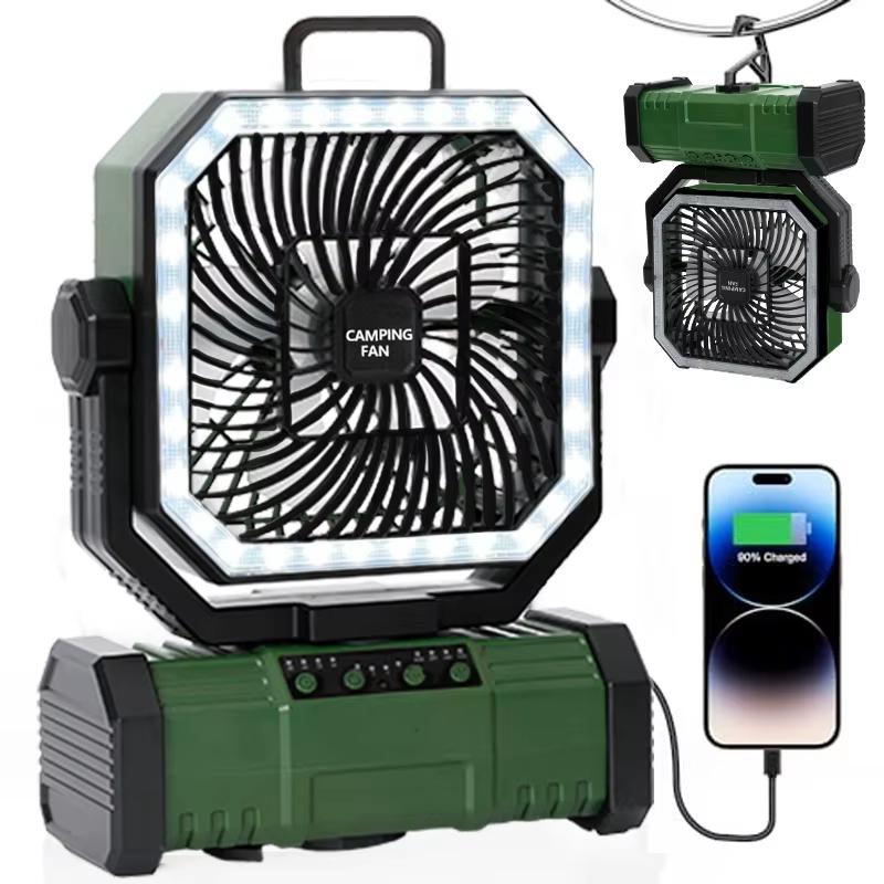 Camping Fan 20000mAh Battery Powered Fan Rechargeable 4 Speeds with LED Lantern - Hanging Portable Outdoor Cold Fan Tent Fans