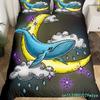 Katze Bettbezug Set Aquarell Wal Fischen Bettwäsche Set Ozean Meereswelle Bettdeckenbezug Marine Nautisch Themen Tagesdecke Bezug