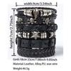 Men's Punk Skull Leather Bracelet Set Multi-Layer Gothic Rock Chain Bracelets Pentagram Charm Hip Hop Streetwear Badge Jewelry Accessories for Him