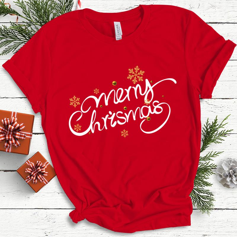 Baumwolle Damen Oberteil Weihnachten Kokette Schleife Bedruckt High Street Trendy Mode Pullover T-Shirts Damen