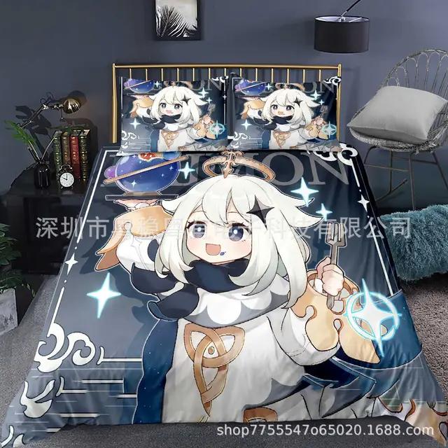 Genshin Impact Bedding Set For Kids Teens Boys Girls Game Duvet Cover With Pillowcase Microfiber Bedclothes Cartoon Bed Linen