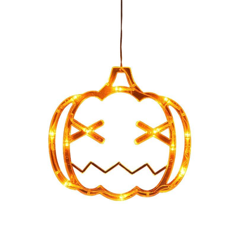 1 Set Halloween LED String Lights Pumpkin Spider Web Suction Cup Lamp Festival Party Hanging Decor for Haunted House