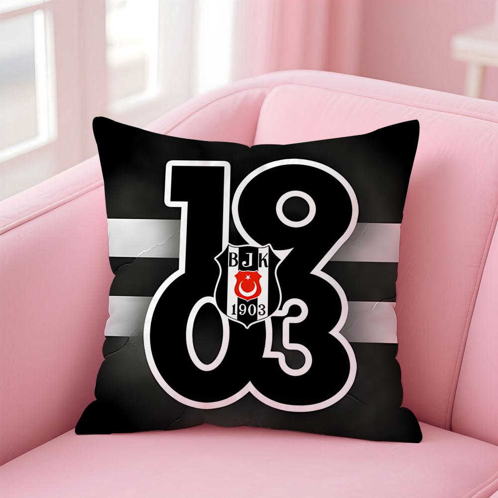 Sports Team Logo BBesiktas BJK Cushion Cover Pillowcase Short Plush Invisible zipper Room Sofa Cushion Cover