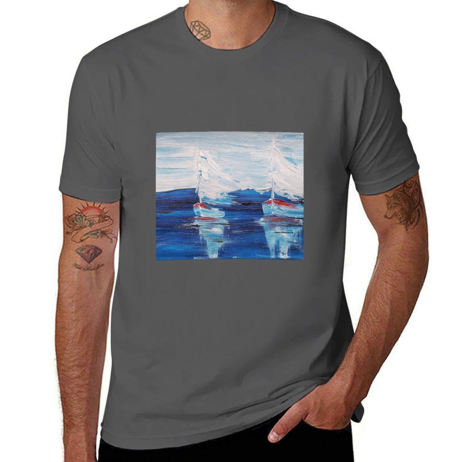 

Sailboats T-Shirt man t shirt cotton high quality man t shirts high quality luxury brand T-Shirt 4XL