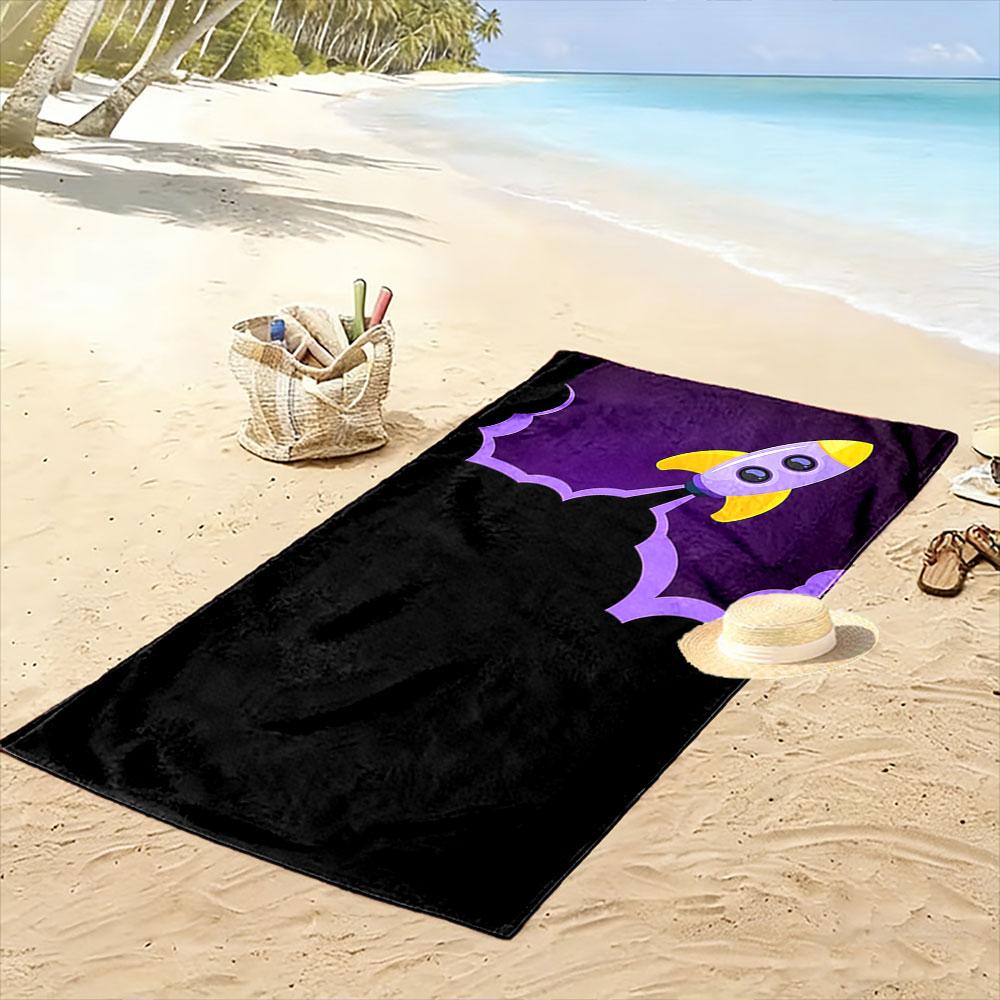 Cosmic rocket adventure soaring Print beach towel, quick drying, suitable for travel, outdoor sports, jogging, the beach and swimming, gift
