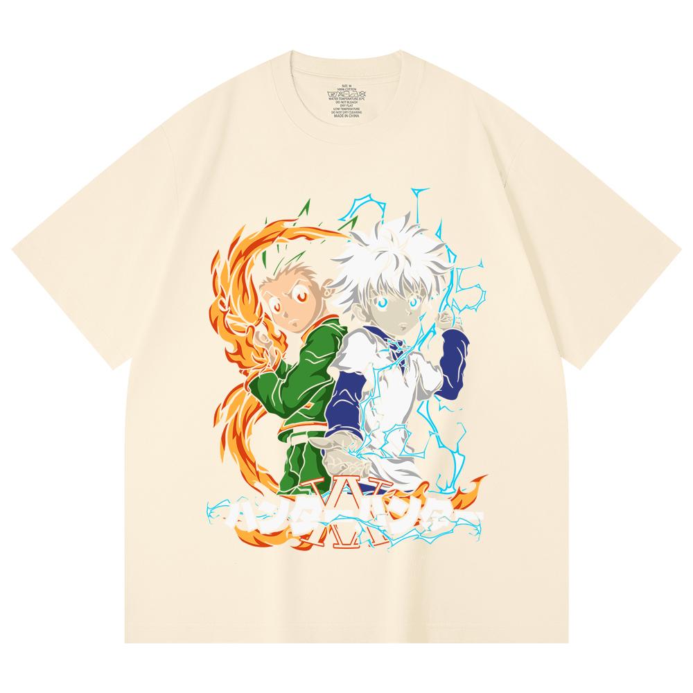230 Gsm 100% Cotton HXH V7 Gon Killua Print Unisex Heavy Cotton T Shirt