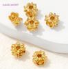 18K Gold Plated Flower Shape Separator Beads Brass Spacer Beads For Bracelet Making Supplies DIY Necklace Findings
