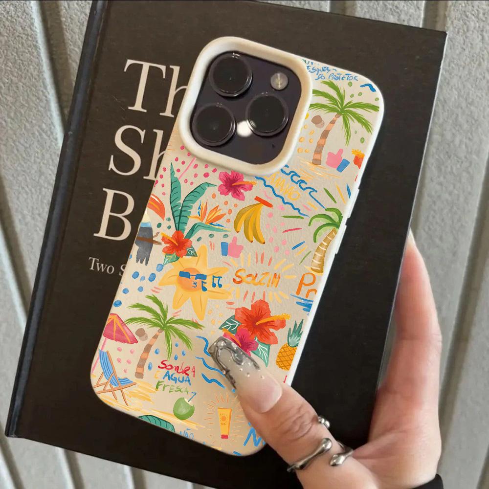 Dreamy Cool Flower Lily Luxury Lichee Leather Pattern Phone Case For iPhone 17 16e 16 15 14 13 12 11 Air Pro Max Plus X XR XSMax