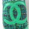 Excellent CHANEL Shoes COCO Mark Fabric Espadrilles Tweed Green Women 35 G29762 Used