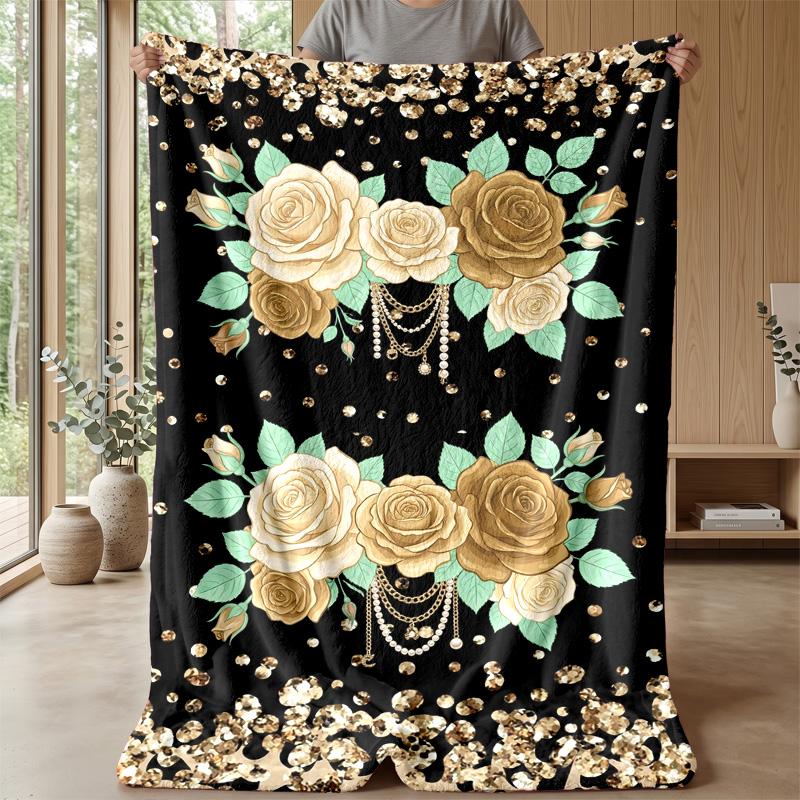Golden Jungle Leopard 1 Theme blanket Lightweight Warm Flannel Blanket Decorative Throw Blanket for Home Decoration