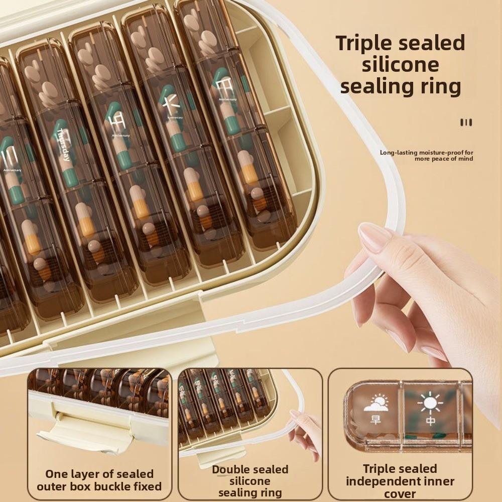 Waterproof Medicine Dispenser 21-Compartment Weekly Pill Organizer Medicine Box  Travel