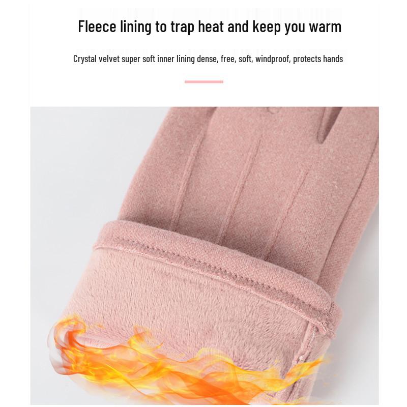 New Korean-Style Velvet Gloves: Cute, Windproof, and Warm for Outdoor Sports (Men's & Women's)