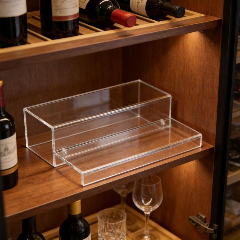 2 Tiers Wine Rack Craft Of Sturdy Acrylic Materials For Kitchen Or Offices Use