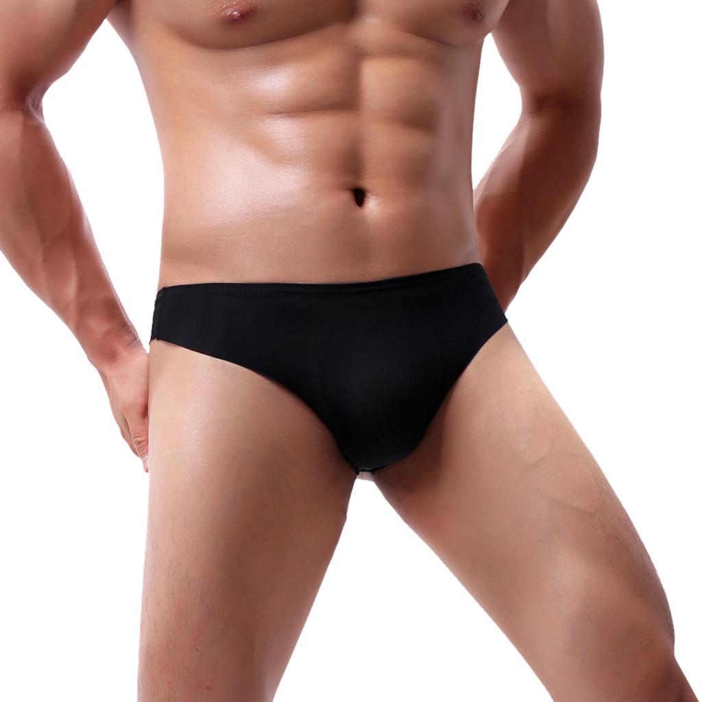 Men Ice Silk Briefs Breathable Sweat Absorbing Soft Underwear Comfortable Stretchy Low Rise Trunks Seamless Design