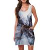 Women's Summer Casual Fashion Sleeveless Tank Pocket Beach Gradient Print  Dresses