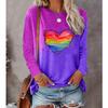 2025 Autumn & Winter Women's New Casual Crew Neck Long Sleeve Top 3D Colorful Love Pattern