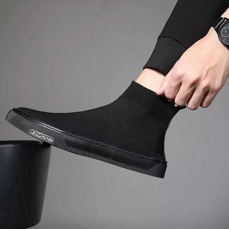 

Spring and summer breathable men s shoes one pedal sleeve elastic socks shoes casual Korean version high-top board shoes 38