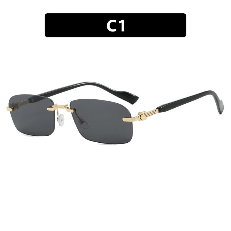 Rimless Metal Sunglasses Women Men Vintage Punk Luxury Designer Irregular Square Hip Hop UV400 Sun Glasses