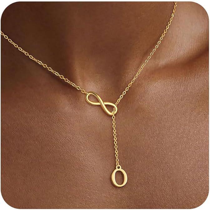 Gold-Plated Infinity A Pendant Necklace - Elegant European Fashion for Women
