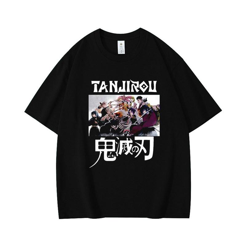 2026 New Demon Slayer Tanjiro Nezuko Pure Cotton Loose Shortsleeved Tshirt for Men and Women