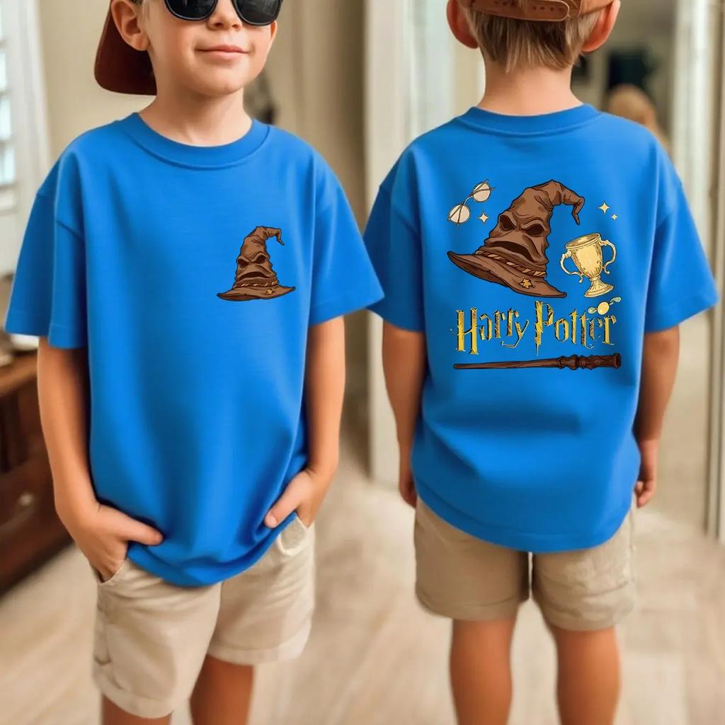 Autorizovaný produkt Warner Bros., Oboustranné tričko Harry Potter, Unisex čisté tričko s krátkým rukávem pro chlapce a dívky
