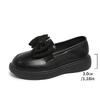Summer New Solid Color Retro Small Leather Shoes Women's Large Size Platform College Bow