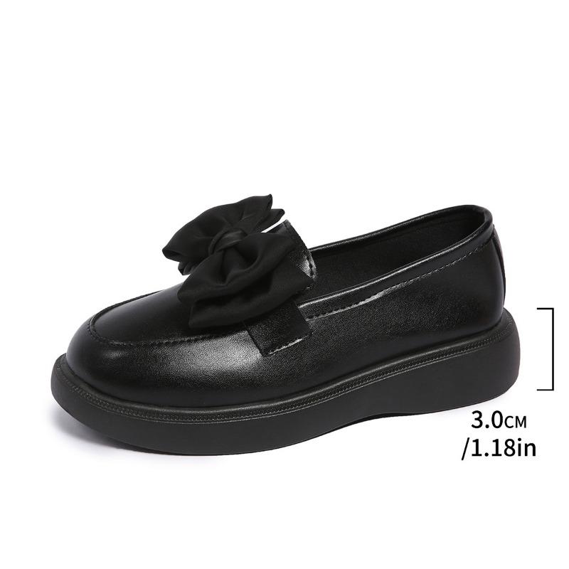 Summer New Solid Color Retro Small Leather Shoes Women's Large Size Platform College Bow